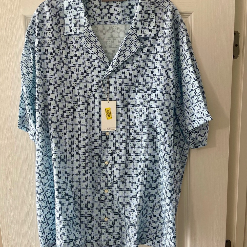 Daniel Cremieux Blue Geometric Casual Shirt